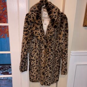 Abercrombie & Fitch Leopard Faux Fur Coat